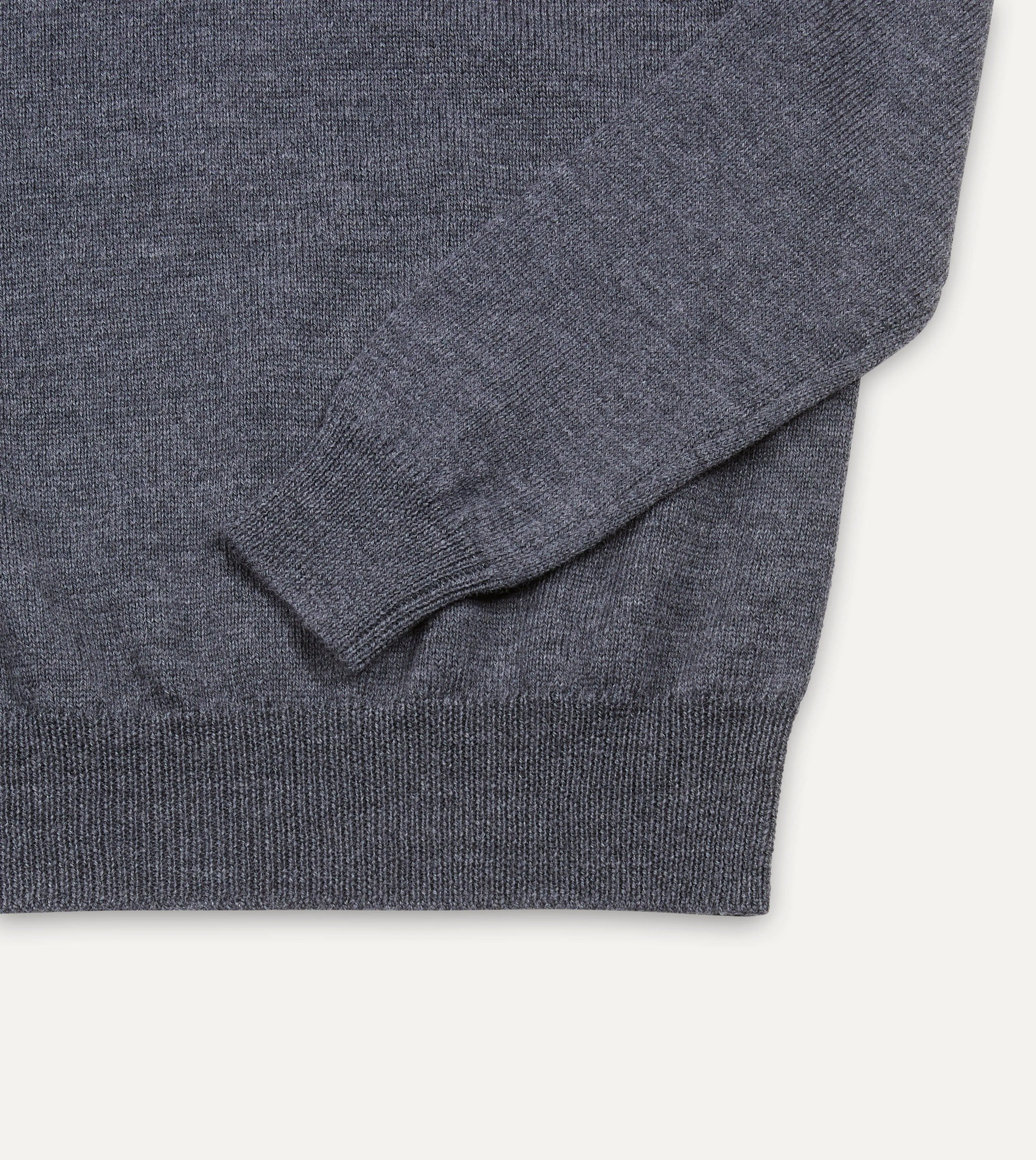 Grey Merino Wool V Neck Jumper