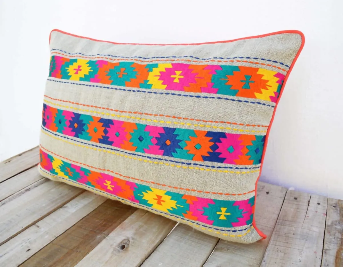 Hand embroidered Moroccan pillow cover