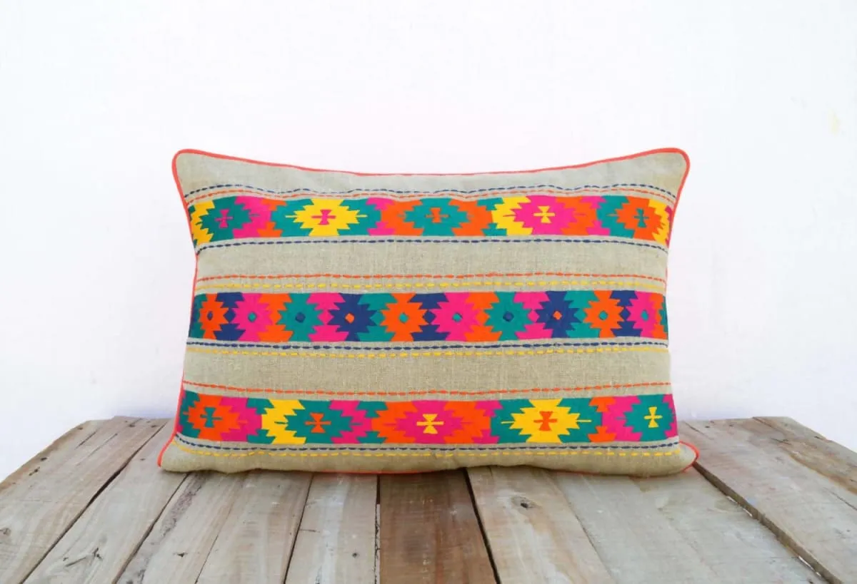 Hand embroidered Moroccan pillow cover