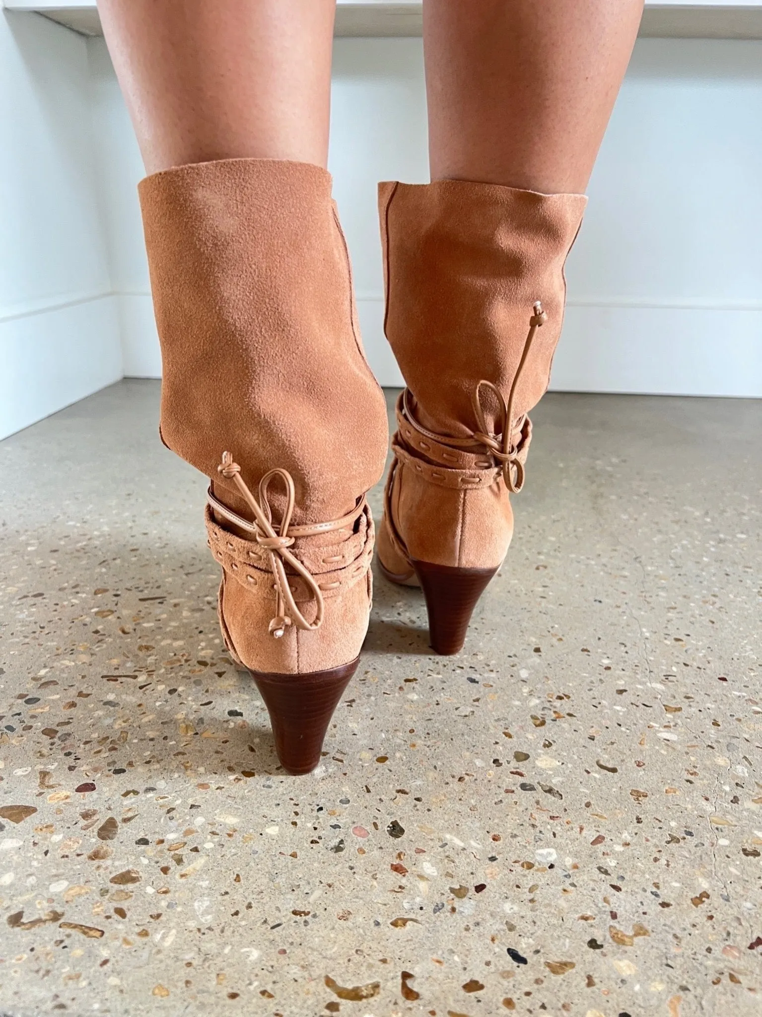 Honey Peach Portia Suede Bootie