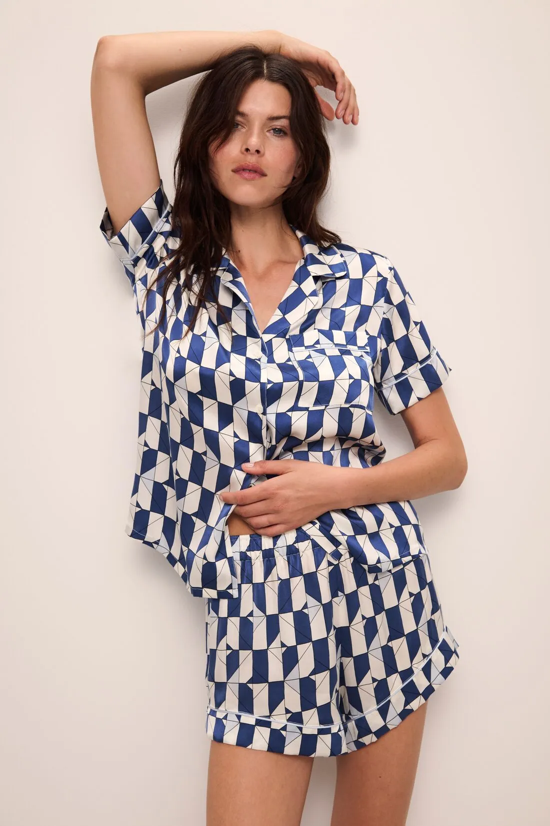 Inez Washable Silk Printed Short PJ Set