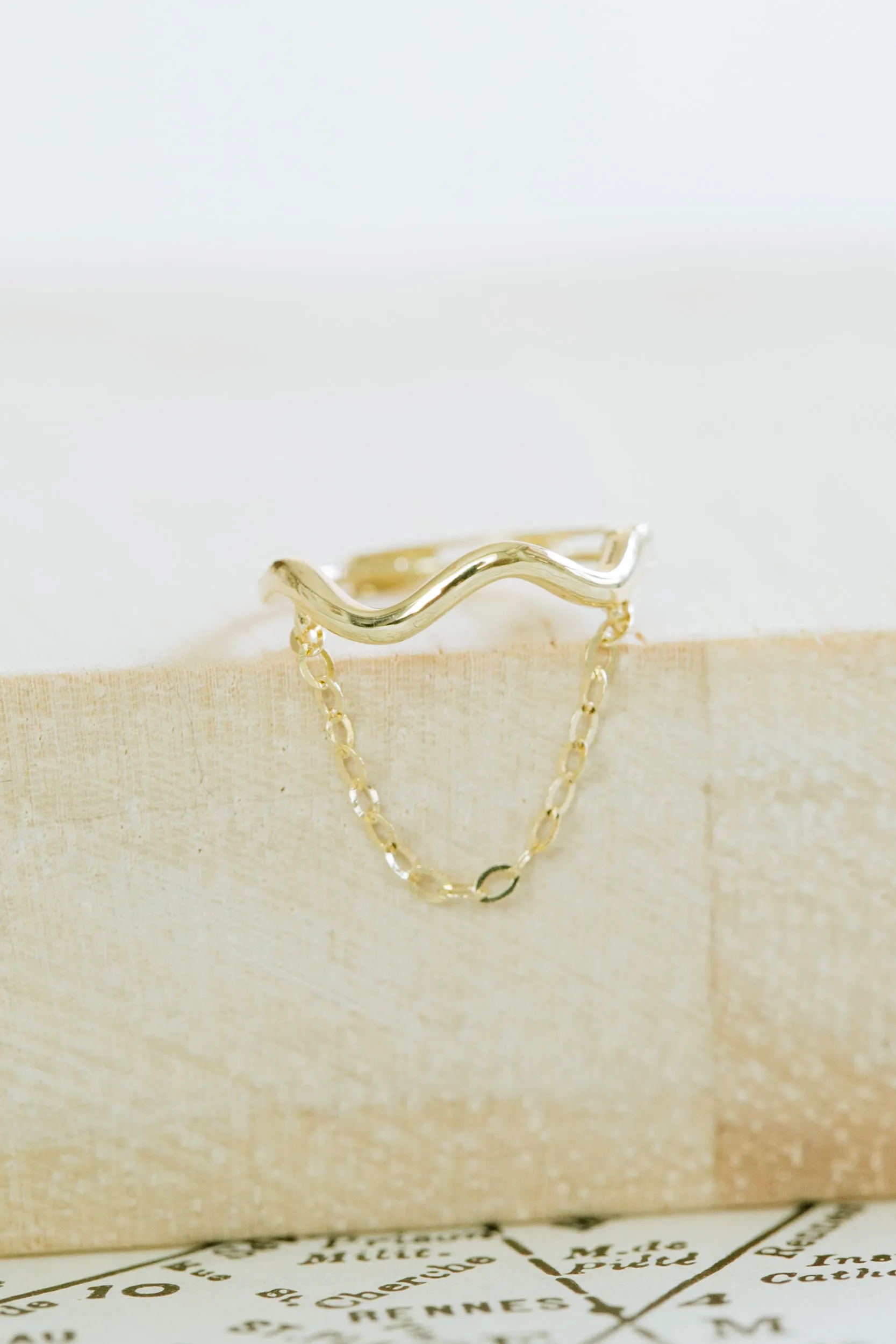 Inner Conch Cartilage Helix Wave Dangling Chain Hoop Ring Piercing Earring 14K Solid Gold