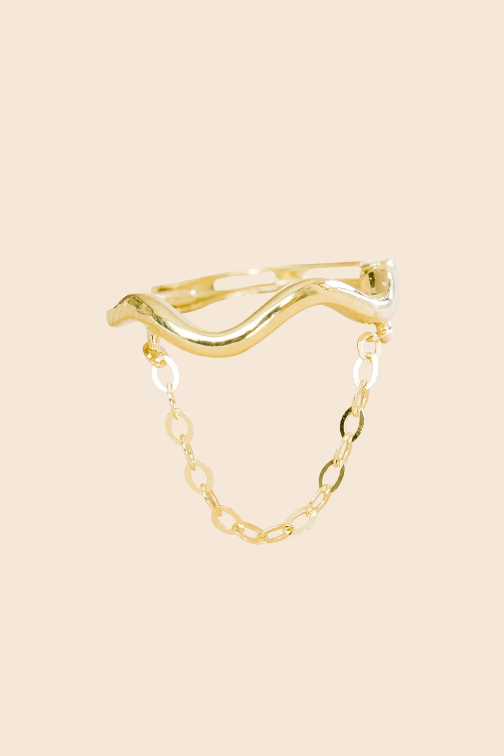 Inner Conch Cartilage Helix Wave Dangling Chain Hoop Ring Piercing Earring 14K Solid Gold