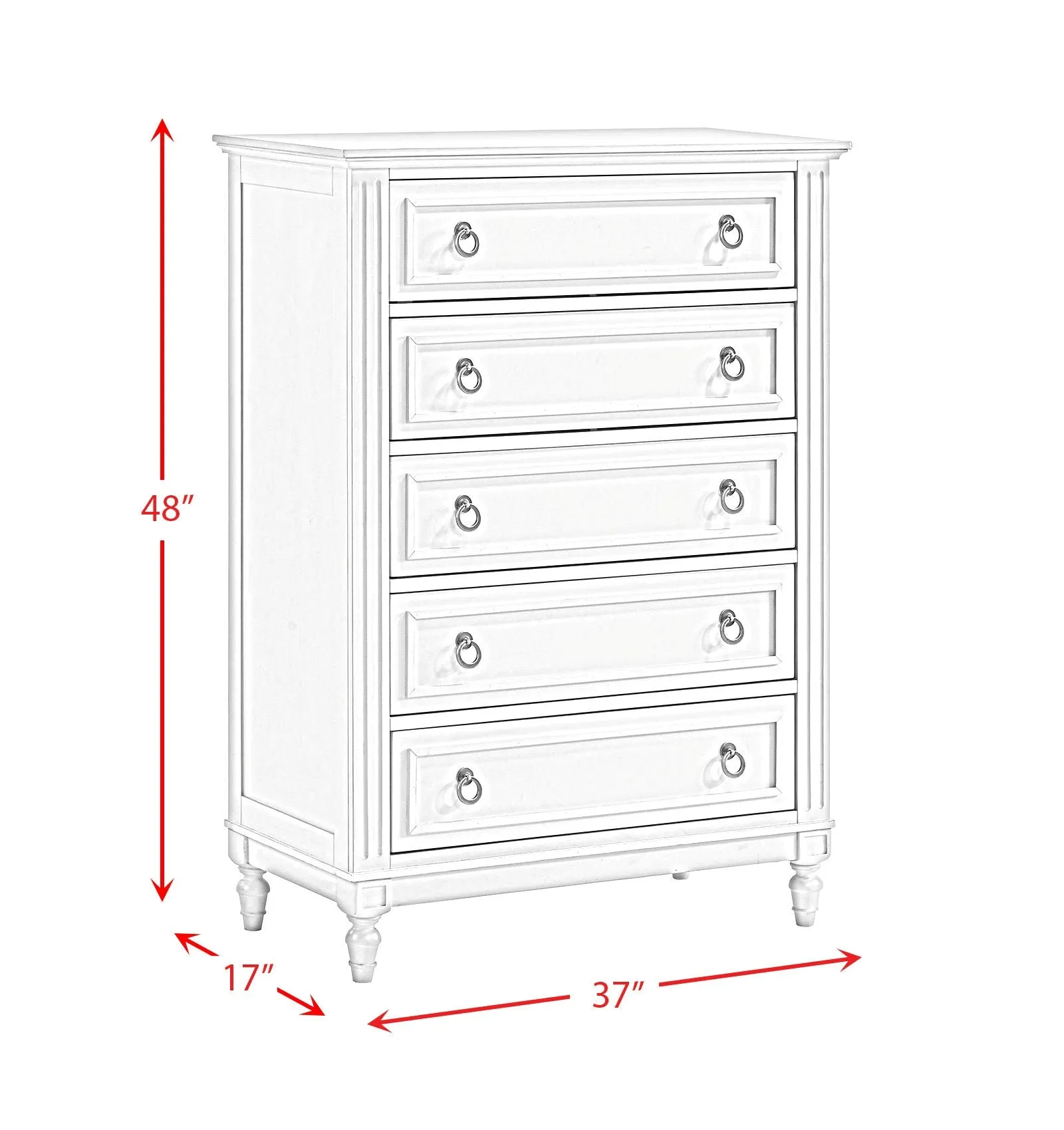 Ispurli White 5 Drawer Chest