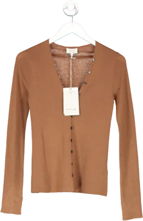 Jigsaw Brown Superfine Merino Wool Cardigan UK XS