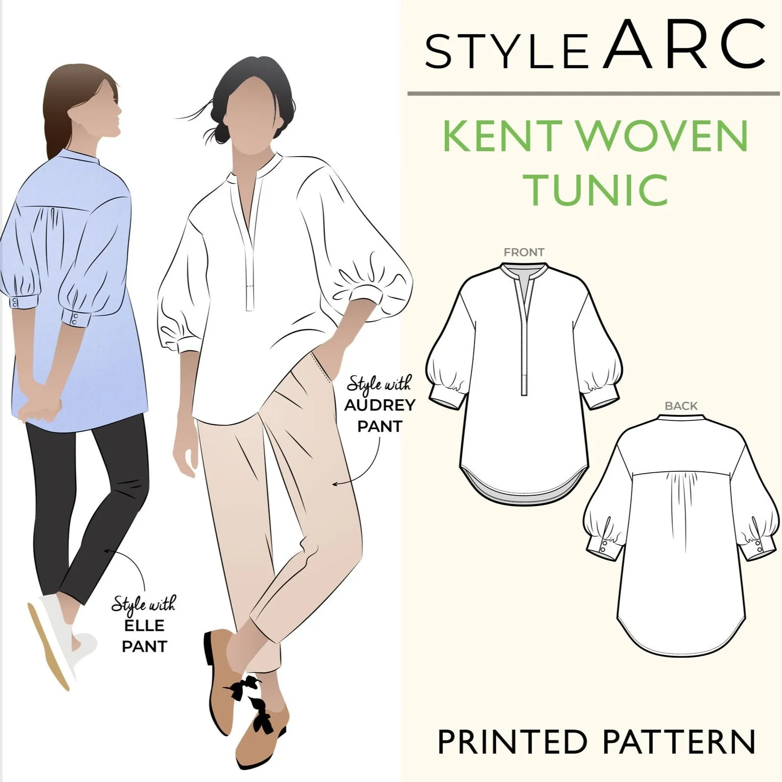 Kent Woven Tunic Sewing Pattern by Style Arc, US Sizes 0-26