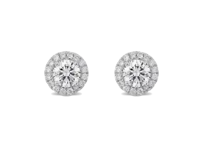 Lab-Grown Diamond 1ct. tw. Halo 14k Gold Earrings | White