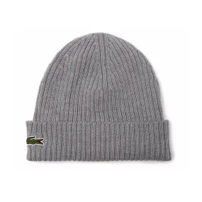 Lacoste RB0001 Knitted Wool Beanie - Heather Agate