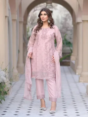 Lilac Embroidered Chiffon 3-Piece Suit