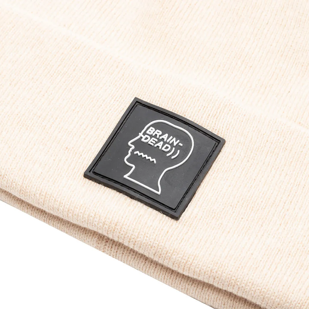 Logo Head Wool Beanie - Cream