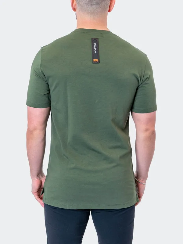 Maceoo Stretch Short-Sleeve Athletic Wear | Tee ScribbleSkull Army Green