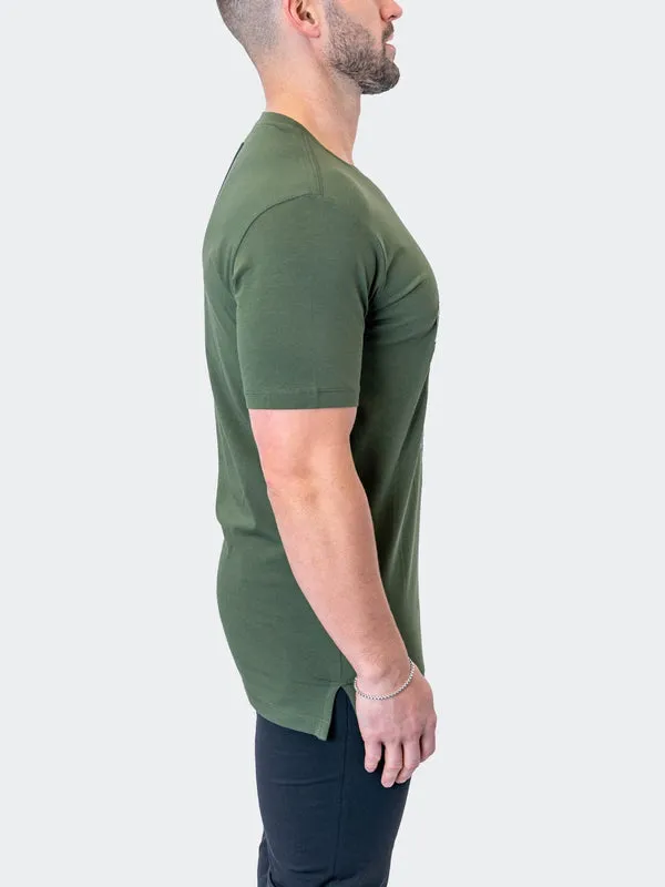 Maceoo Stretch Short-Sleeve Athletic Wear | Tee ScribbleSkull Army Green