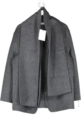 Marcela London Grey Tol Wool Jacket With Scarf UK S/M