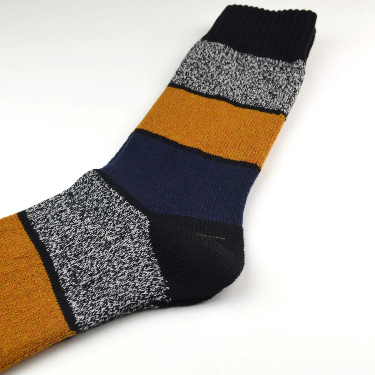 Marcomonde - Big Stripes Socks - Mustard / Black / Navy