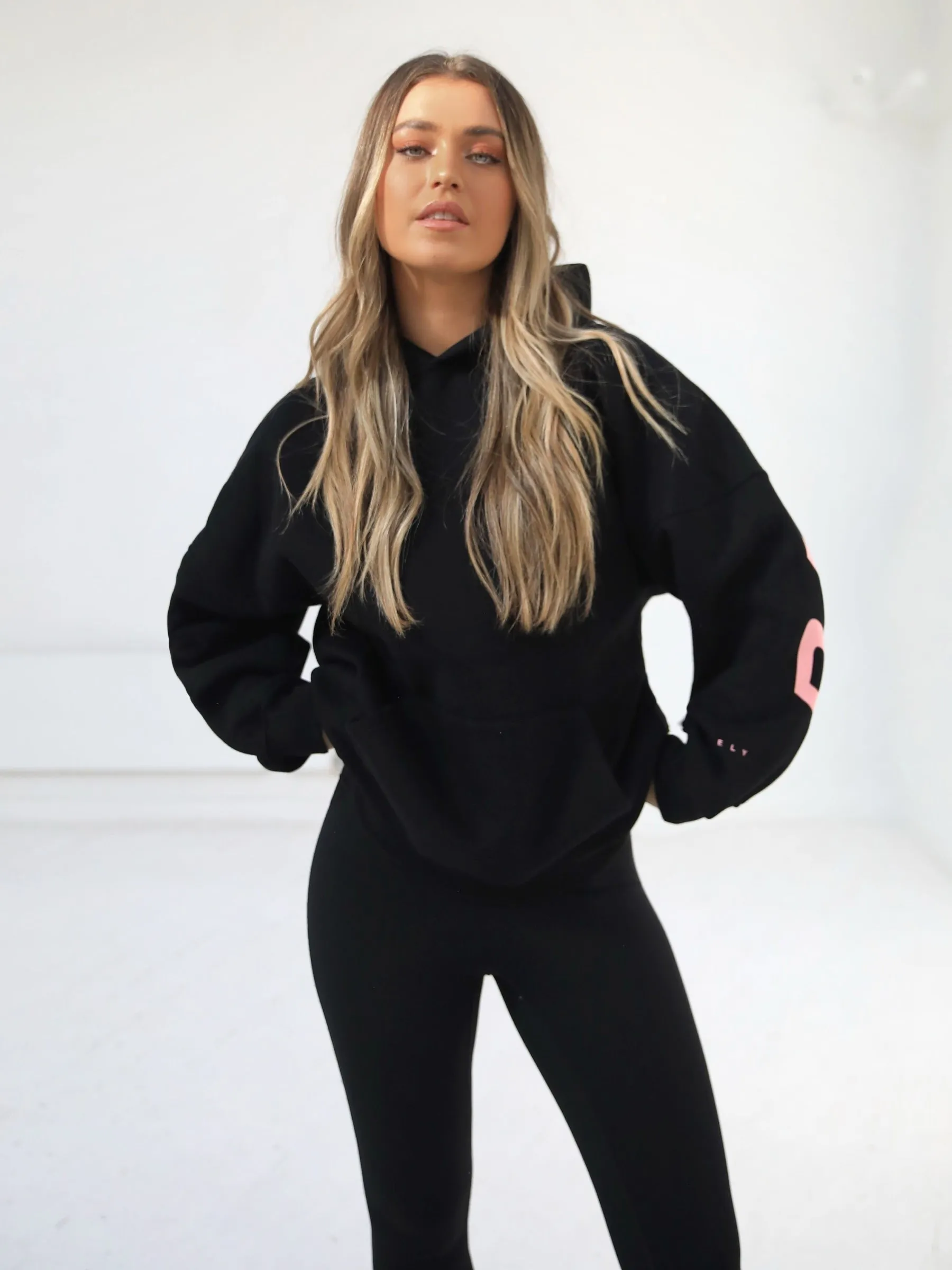 Members Isabel Oversized Hoodie - Black & Pink