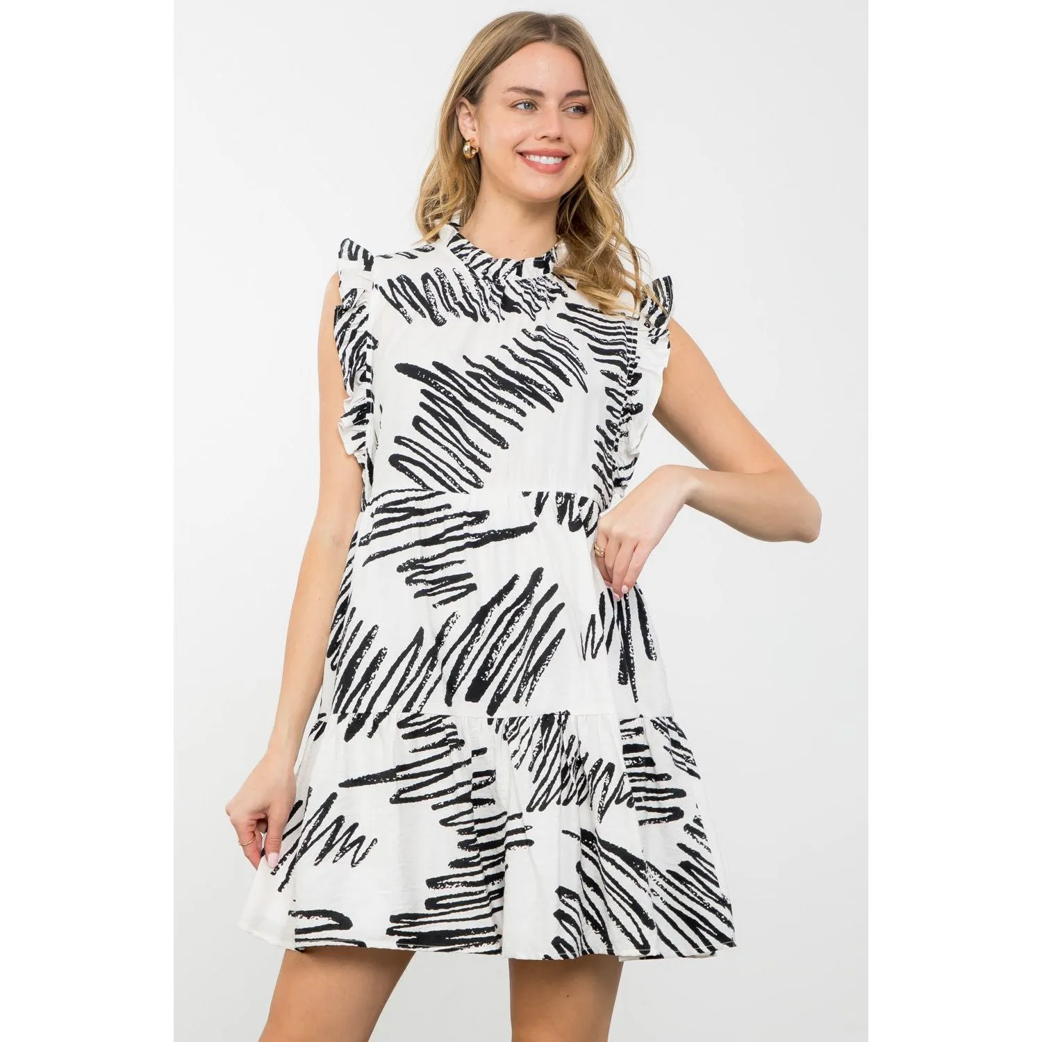 Mirta Flutter Sleeve Tiered THML Dress