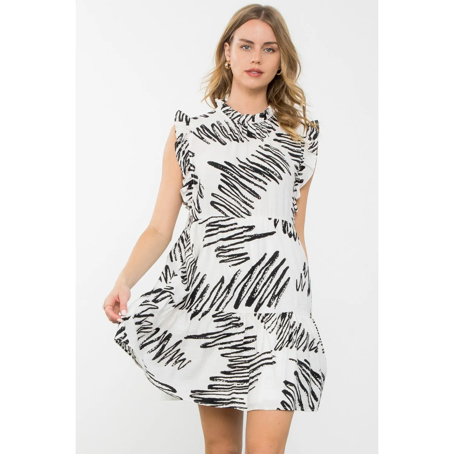 Mirta Flutter Sleeve Tiered THML Dress