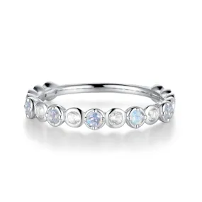 Moonstone And White Sapphire Half Eternity Band