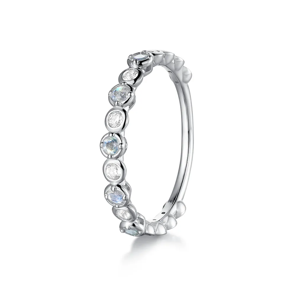 Moonstone And White Sapphire Half Eternity Band