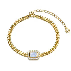 Moonstone Curb Cuban Link Bracelet