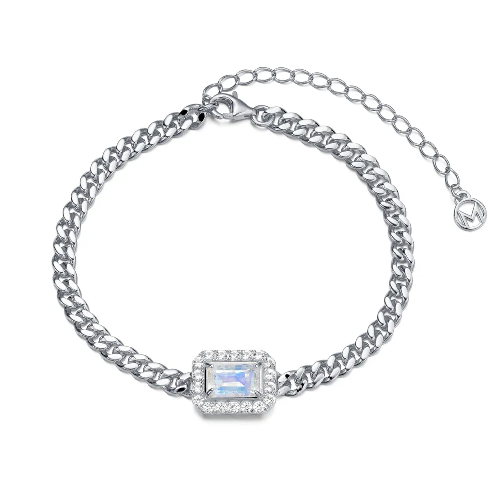 Moonstone Curb Cuban Link Bracelet