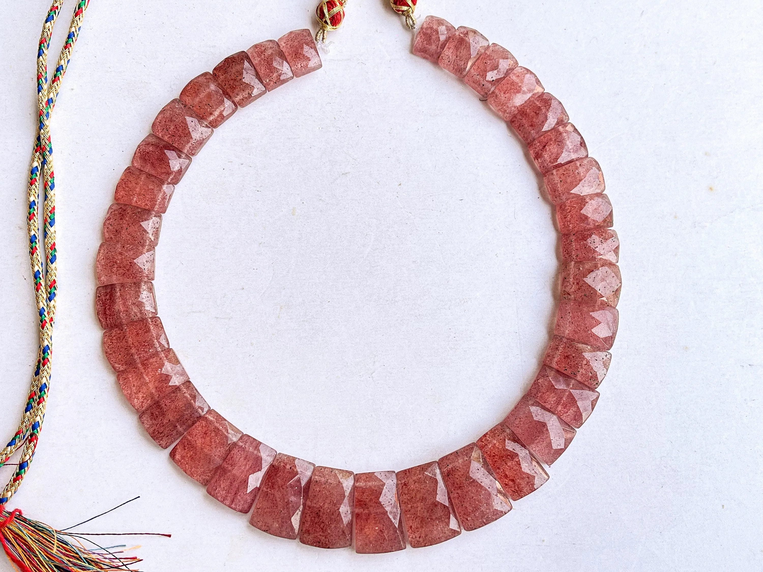 Natural Pink Strawberry Quartz Bib Necklace, Cleopatra Egyptian Necklace, Fancy Beach Jewelry, Pink Strawberry Quartz Choker Necklace