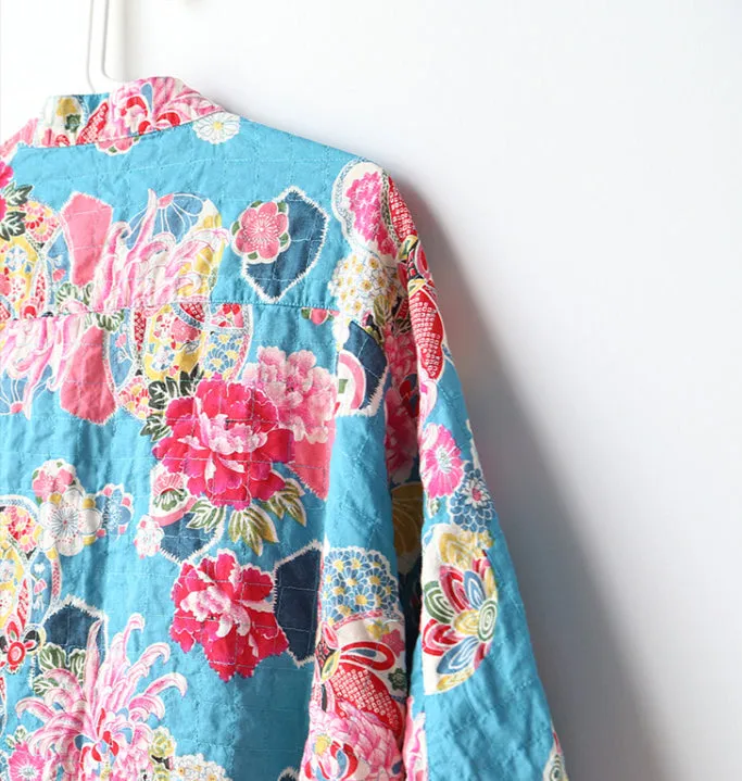 New Arrival - Kimono Shirt Turquoise Floral