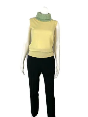 NWT Chanel 01A 2001 Fall green yellow turtleneck sweater blouse FR 40 US 4