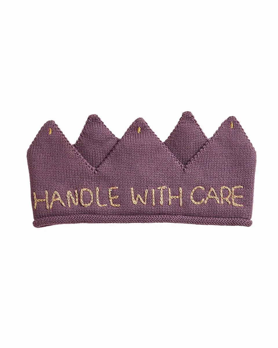 OEUF Handle With Care Hand-Embroidered Knit Handle With Care Crown in Lilac