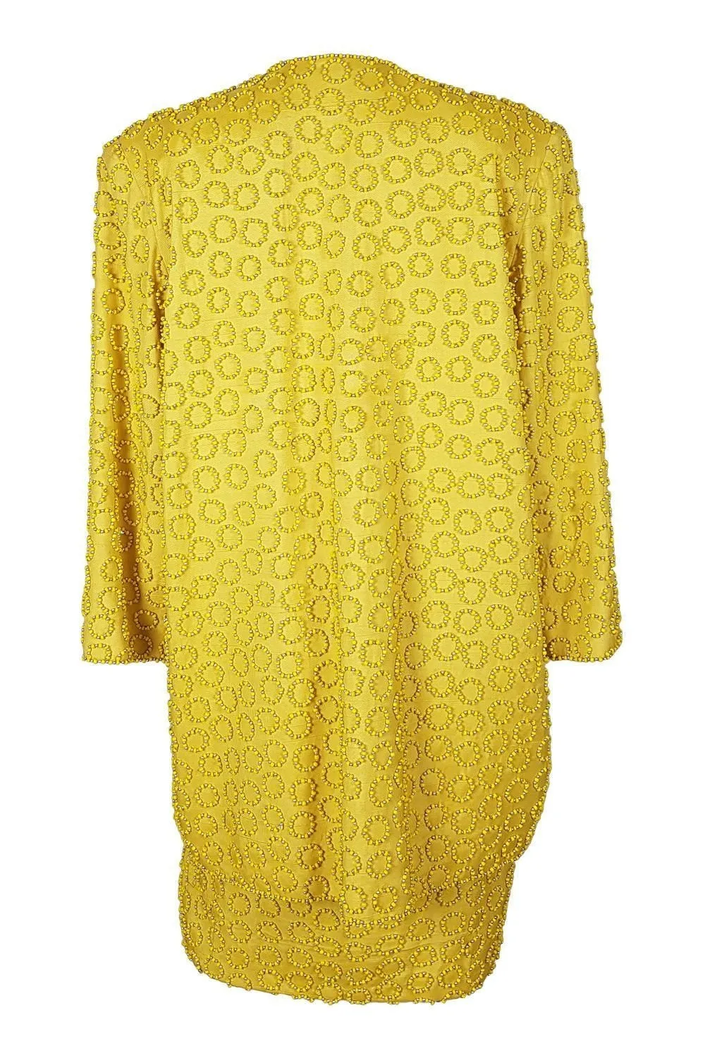 OLEG CASSINI Vintage Canary Yellow Silk Dress Jacket Suit Set (S)