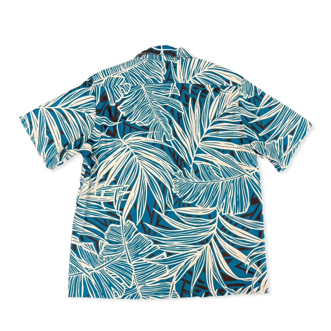 Palm Leaf Print Hawaiian Shirt | Deep Green