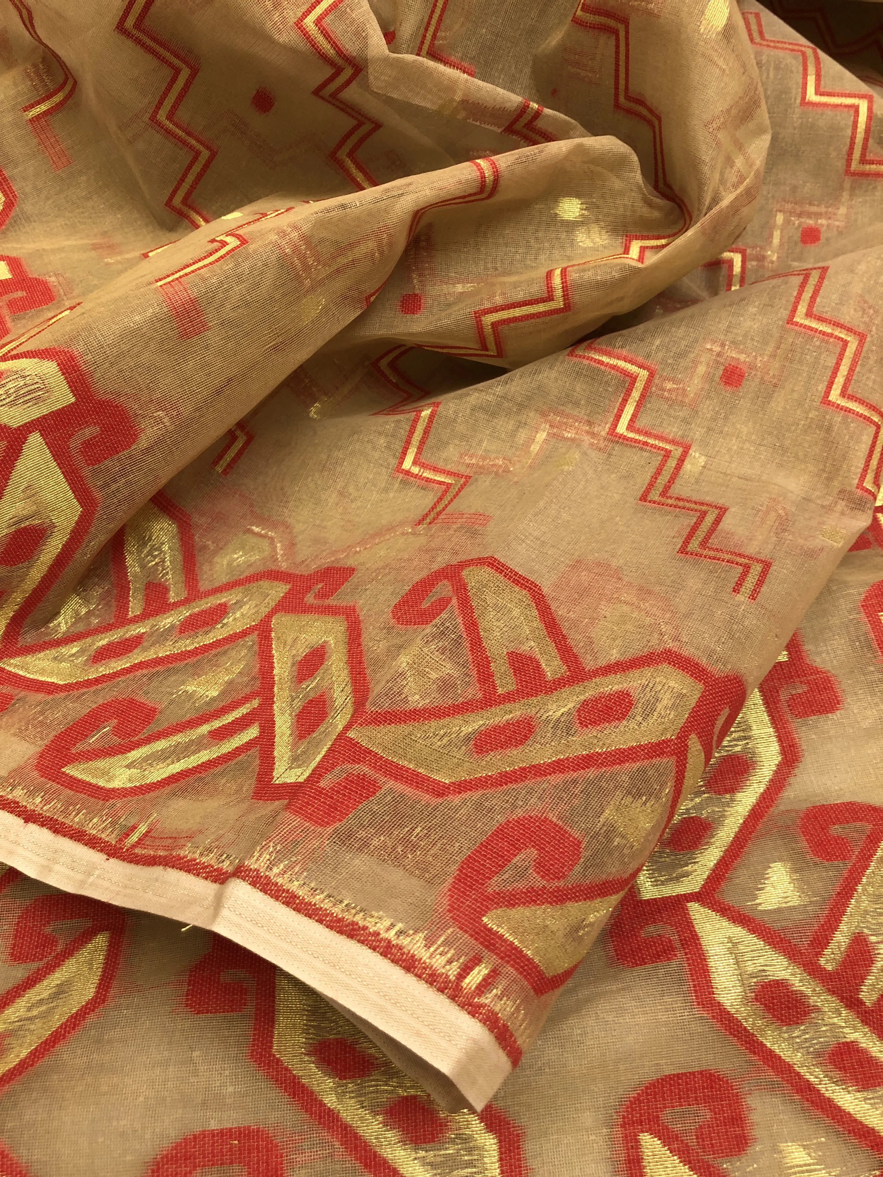 Pure Sandalwood Color Jamdani Saree