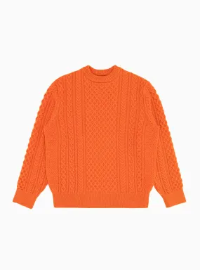 Reborn Wool Aran Sweater Orange