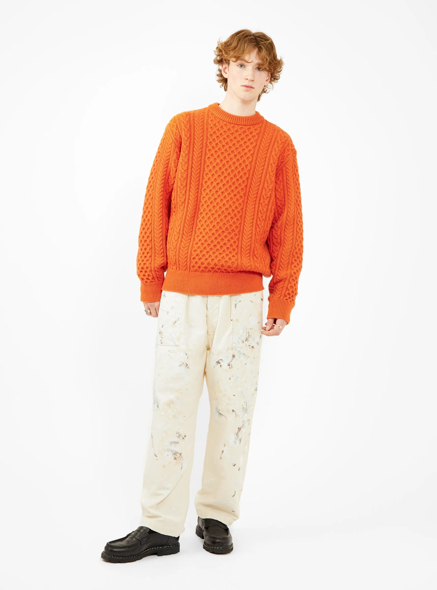 Reborn Wool Aran Sweater Orange