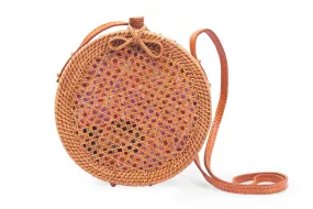 Round Mesh Rattan Bali Crossbody Shoulder Bag