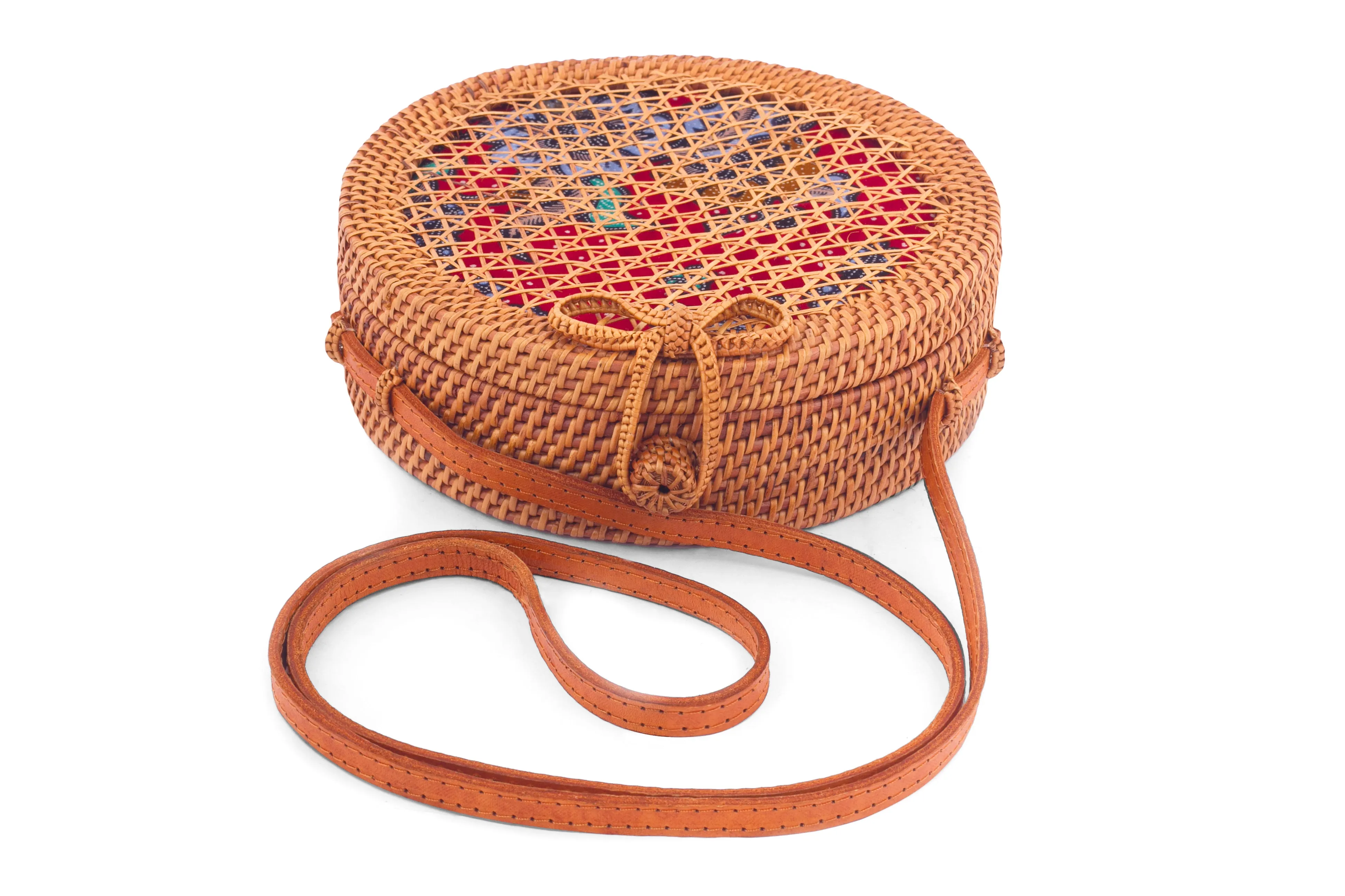 Round Mesh Rattan Bali Crossbody Shoulder Bag