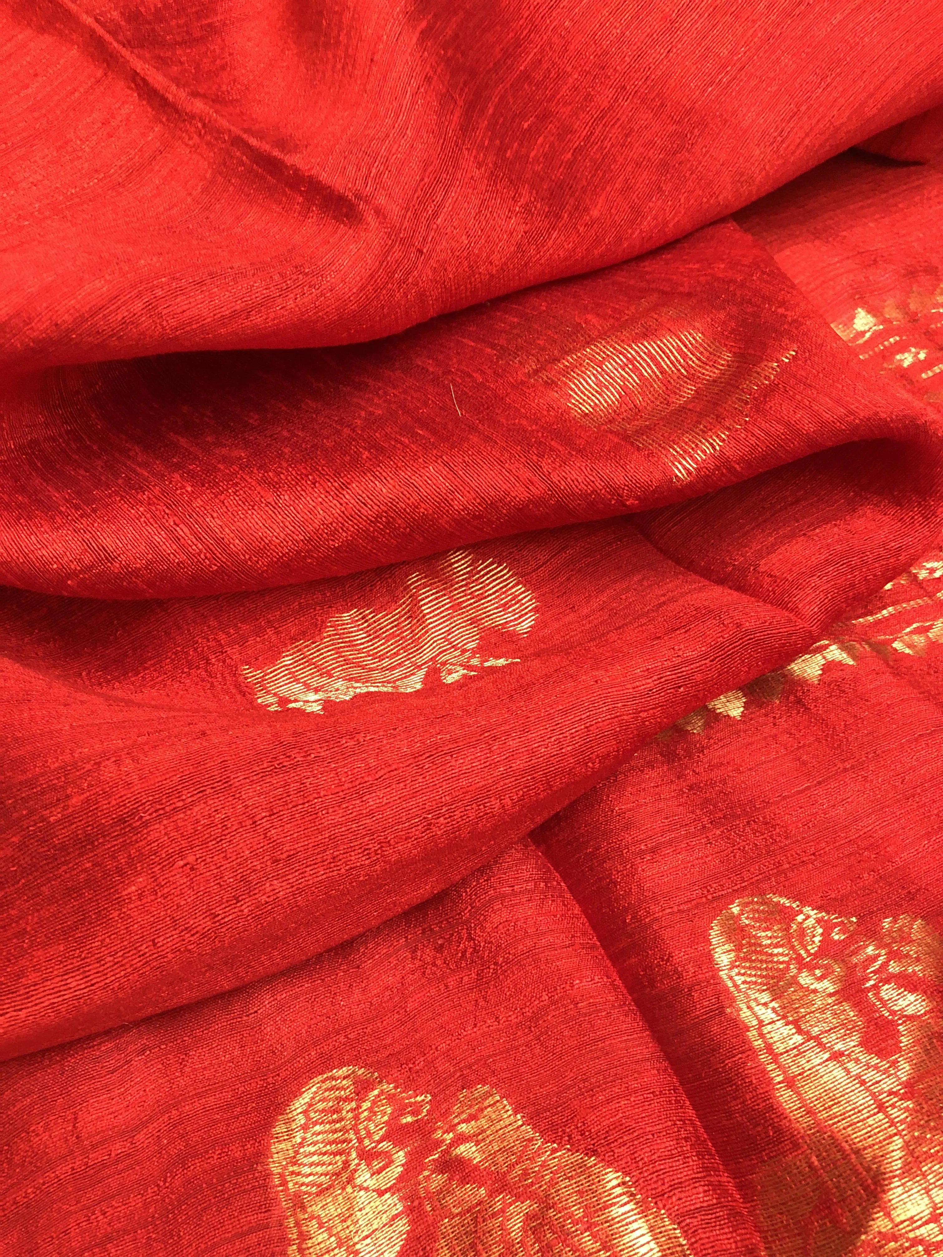 Royal Red Color Matka Handloom Saree with Baluchari Design Allover