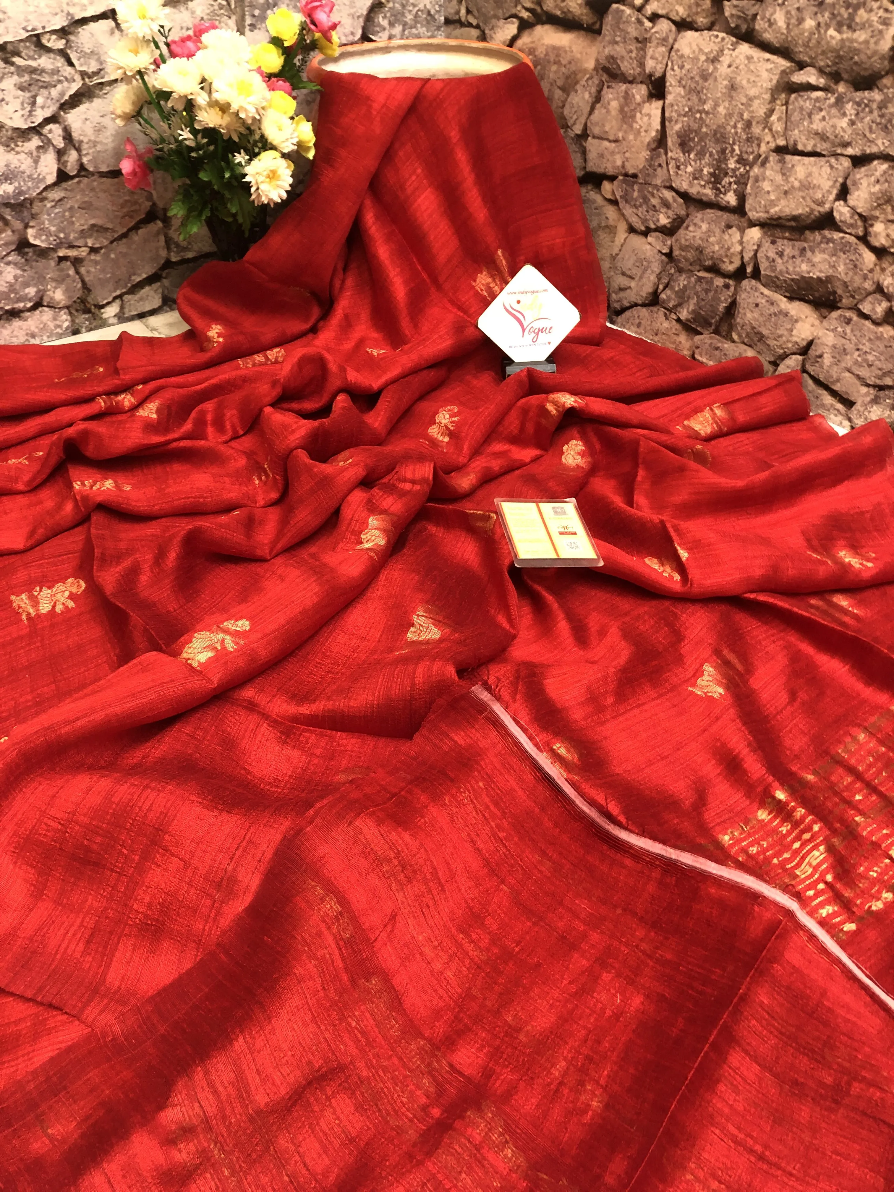 Royal Red Color Matka Handloom Saree with Baluchari Design Allover