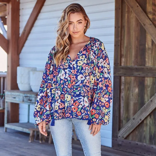 Rue Top Carnation print