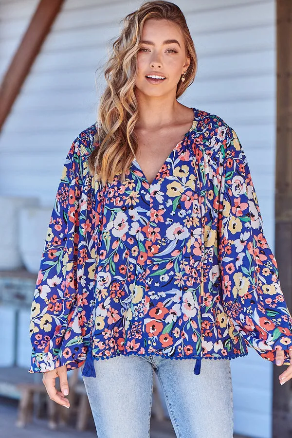 Rue Top Carnation print