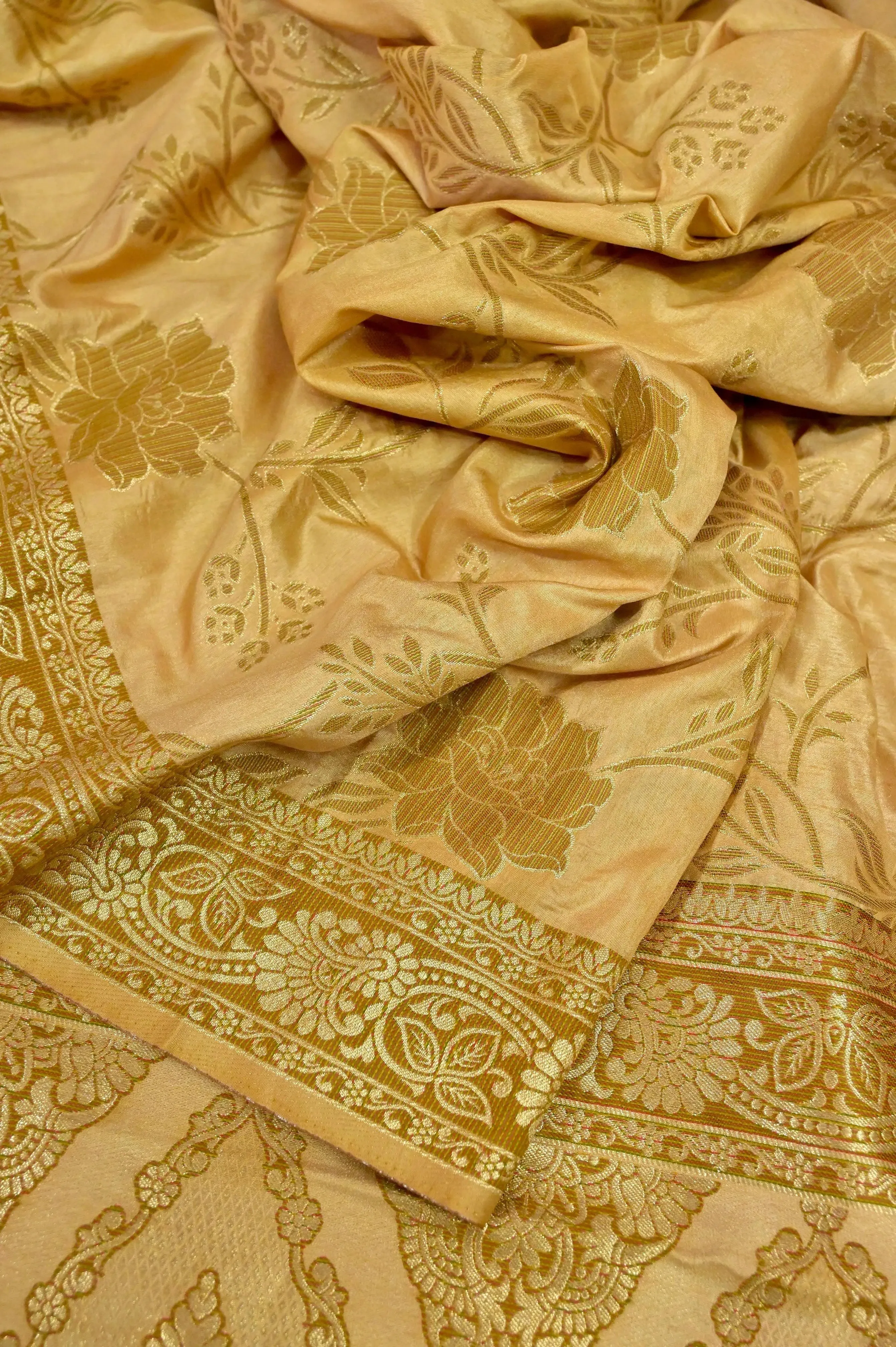 Sandalwood Color Chanderi Banarasi with Meenakari Work