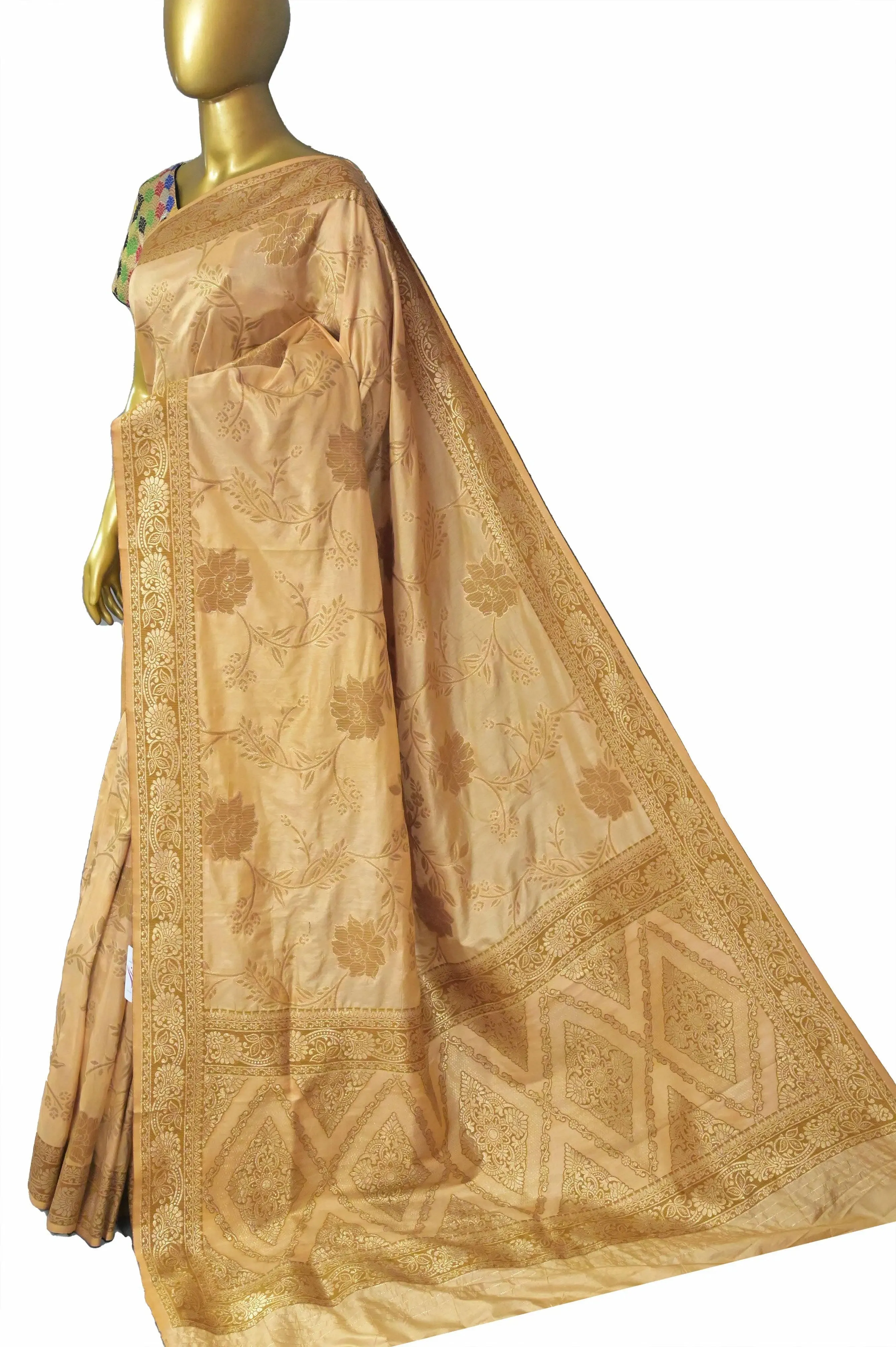 Sandalwood Color Chanderi Banarasi with Meenakari Work