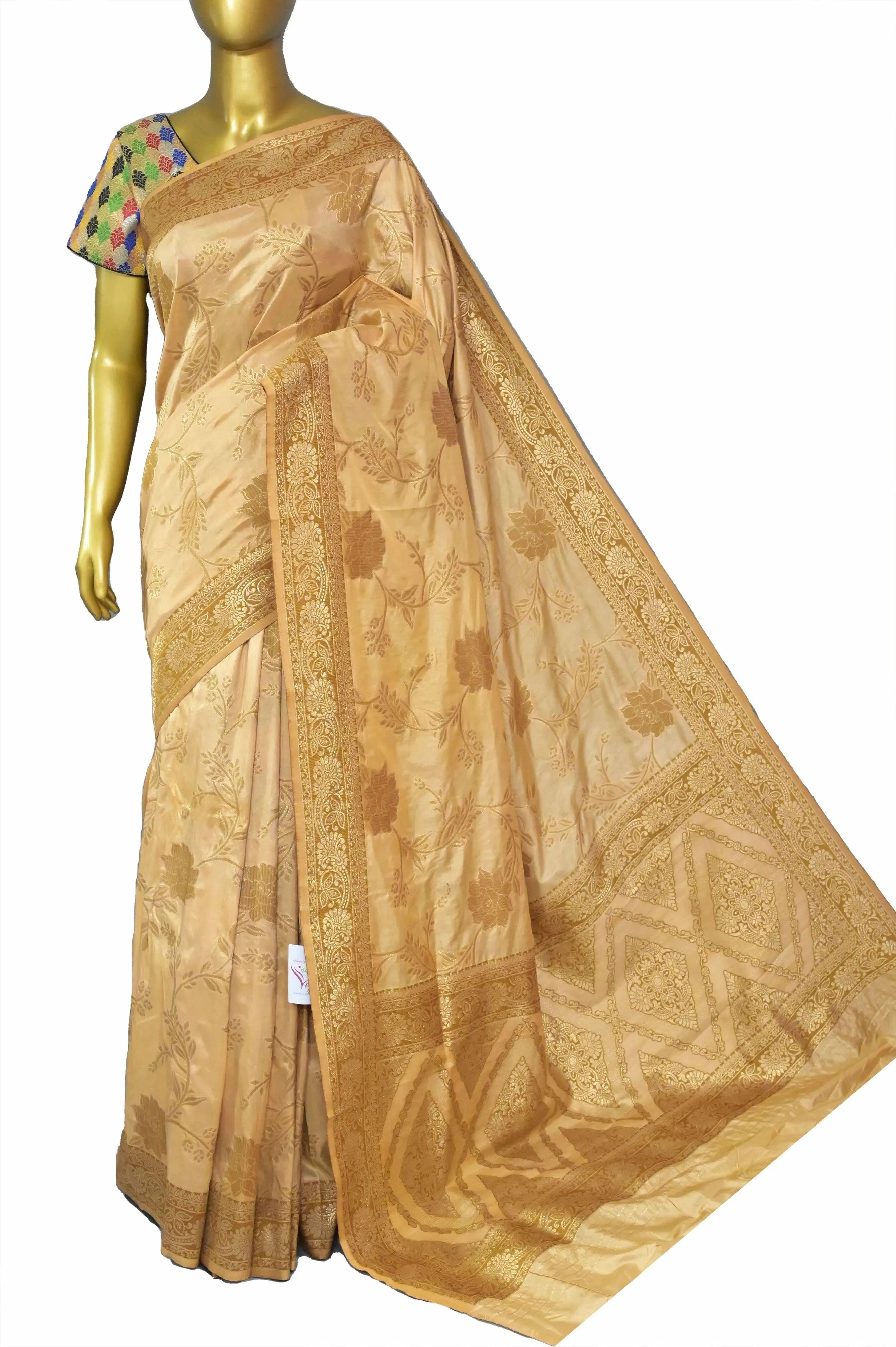 Sandalwood Color Chanderi Banarasi with Meenakari Work