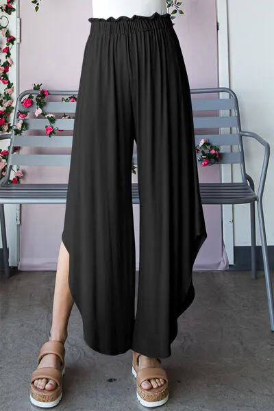 Slit High Waist Wide Leg Pants