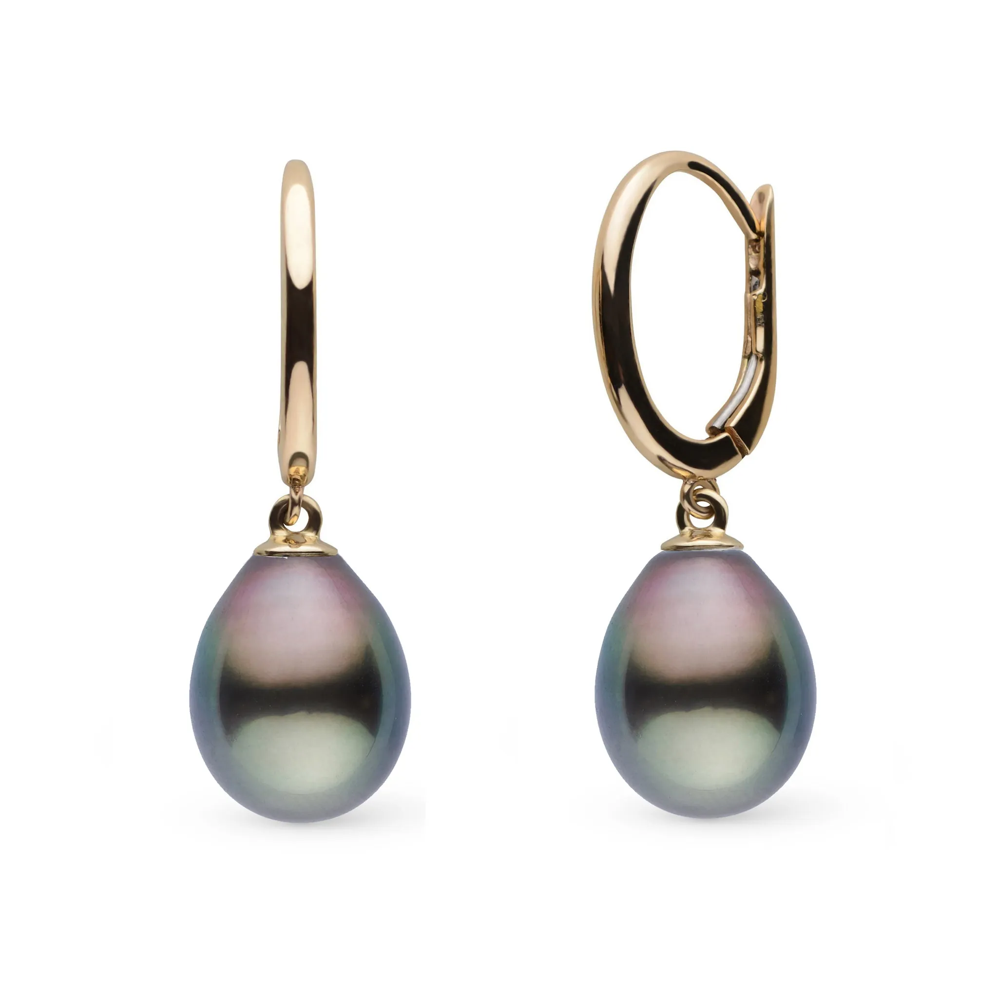 Solid Eternal Collection 9.0-10.0 mm Tahitian Drop Pearl Earrings