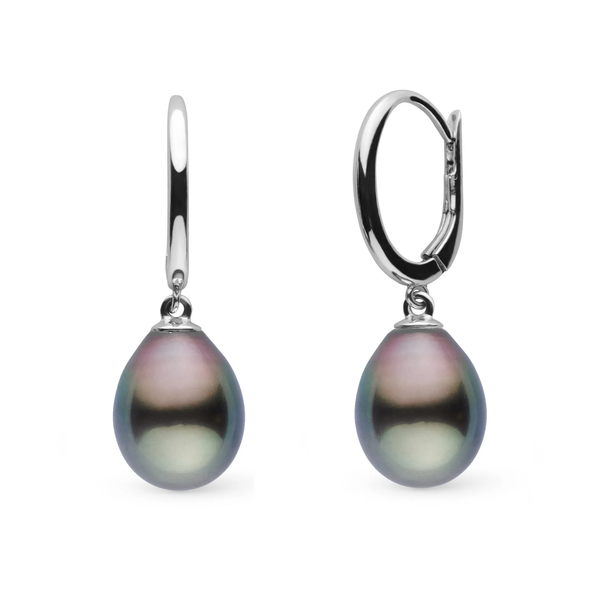 Solid Eternal Collection 9.0-10.0 mm Tahitian Drop Pearl Earrings