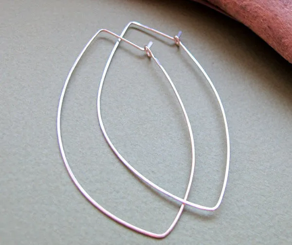 Sterling Silver Marquise Hoop Earrings