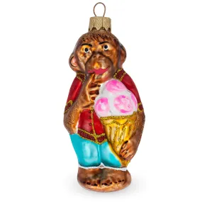 Strawberry Ice Cream Cone Monkey Ornament