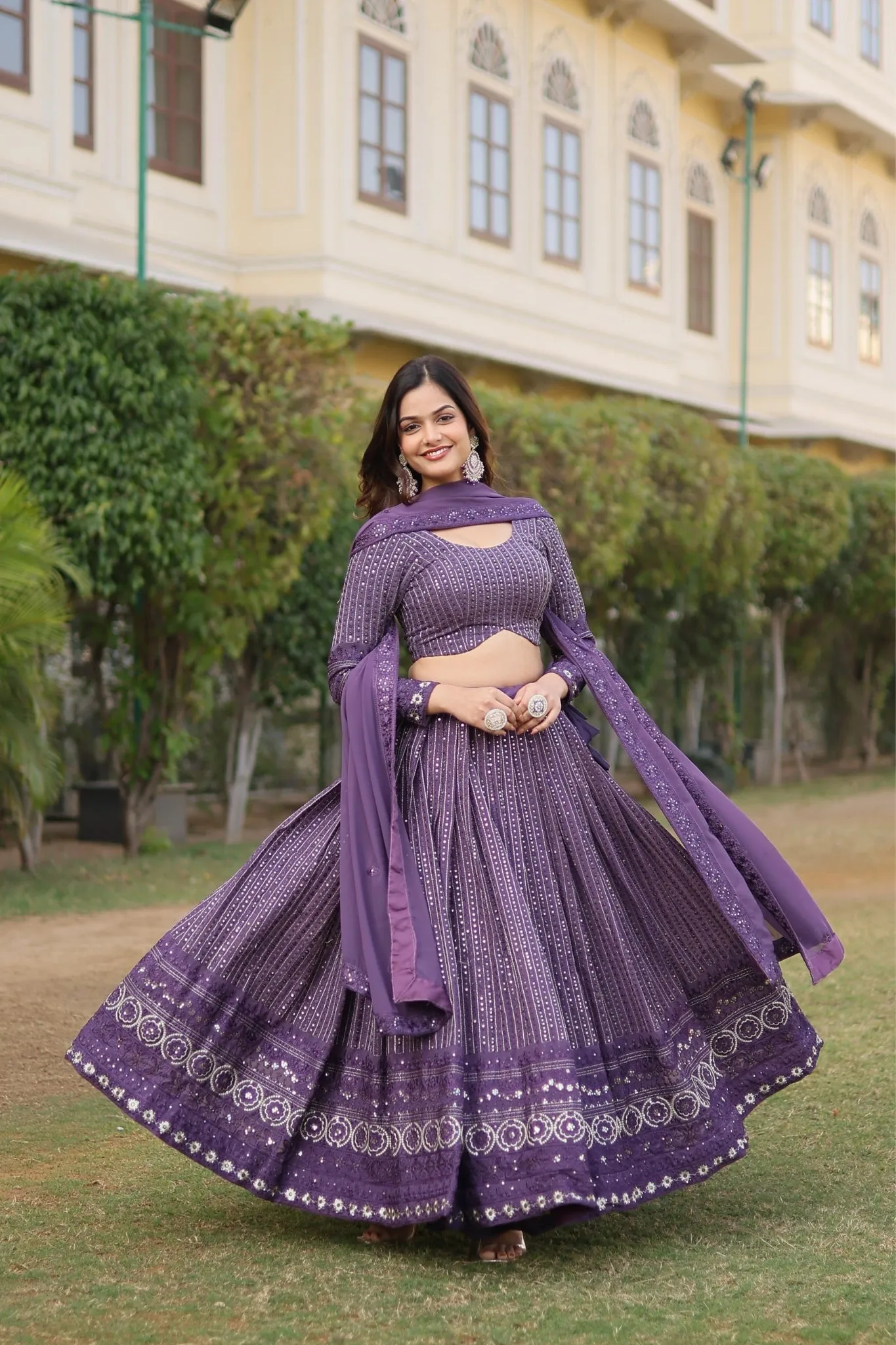 Stunning Onion Embroidered Work Lehenga Choli