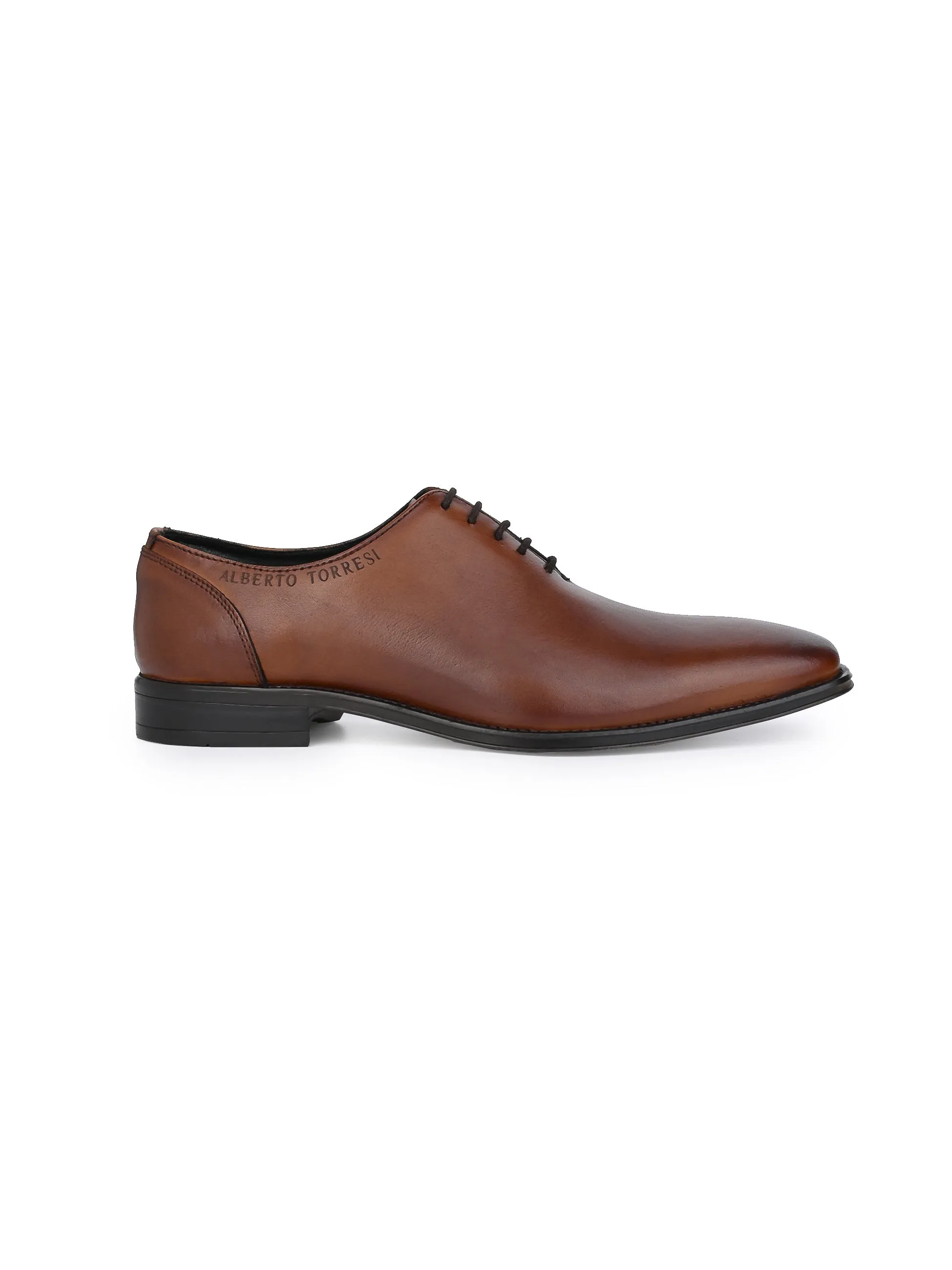 Tan Leather Lace Up Shoes For Men